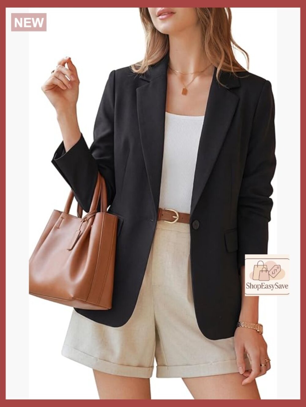 Linen Blend Blazer Notched Lapel Open Front Business Casual Chic Workwear